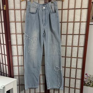 KOBPT Light Blue Denim Jeans with bows. JR size XS
